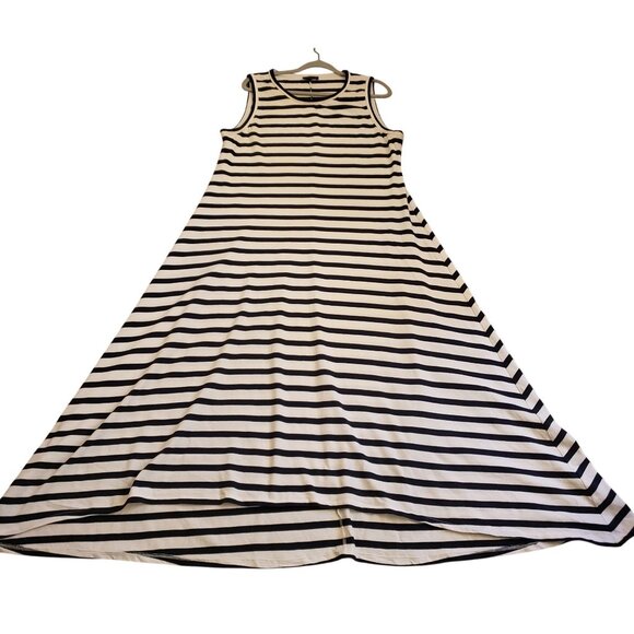 J. Crew Black and White Striped 100% Cotton Sleeveless Maxi Dress XXL EUC - Picture 2 of 12